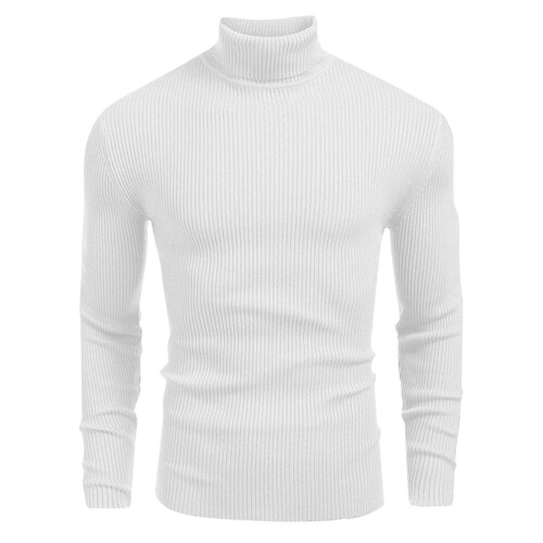 Herren-Rollkragenpullover, fleecegefüttert, einfarbig, Thermopullover, langärmlig, lässig, schmal geschnitten, Basic-Sweater