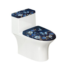 Butterfly Flowers Round Toilet Lid Dust Cover with Elastic Bottom – Easy Install, Easy Care, Universal Fit