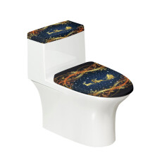 Universal Toilet Protector Cover – Soft Polyester, Non-Slip, Washable, Reusable, Adjustable, Dustproof, Christmas Gold Sleigh Design