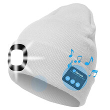 2 in 1 Bluetooth LED Light Beanie Cap 3-Mode Ultra-Bright Hands Free Headlamp Hat with Wireless Stereo Headphone Speaker