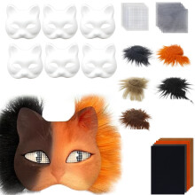 DIY Cat Face Mask Kit with Faux Fabric and Plastic Mesh