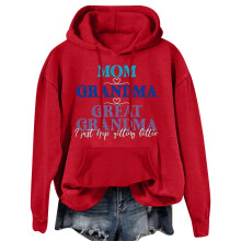 Mor Mormor Oldemor Jeg holder bare ved min stil Dame Langærmet hættetrøje med bogstavprint (Rød, XL)