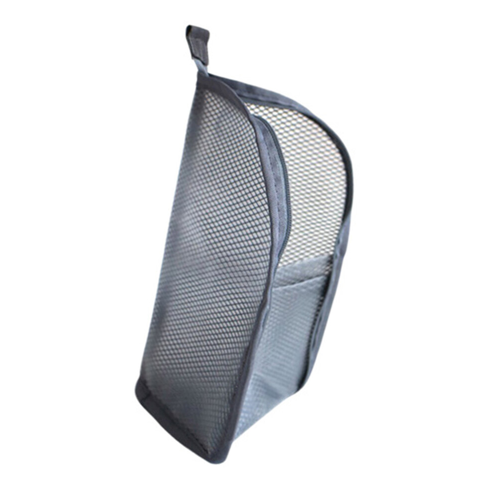 Compact Travel Friendly Makeup Brush Case With Clear Front-grey