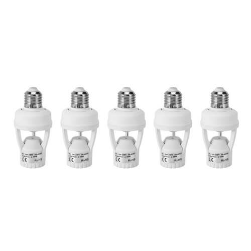 5X AC110-220V 360 Degrees Pir Induction Motion Sensor IR Infrared Human E27 Plug Socket  Base LED Bulb Lamp Holder