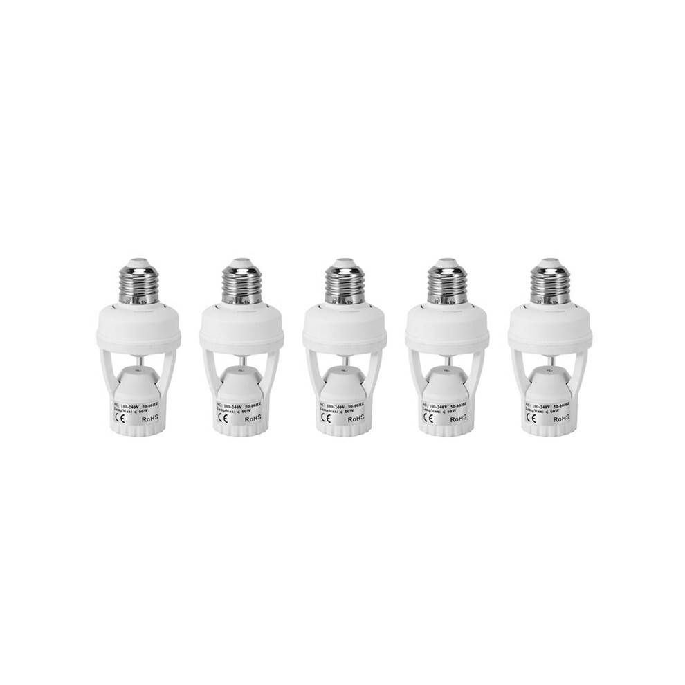 5X Ac110-220V 360 Degrees Pir Induction Motion Sensor Ir Infrared Human E27 Plug Socket Base Led Bulb Lamp Holder 4711127669990
