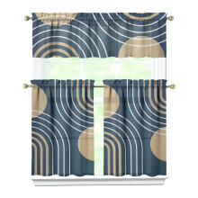 Modern Boho Geometric Kitchen Curtain Valance Set (3 pcs), 27.5x36", for Small Sink Windows – Compatible with Standard Rods