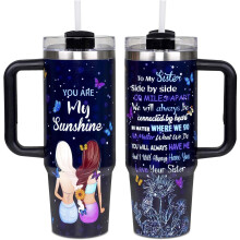 30 oz Stainless Steel Tumbler with Handle & Straw – Sister Gifts, Best Friend Gifts, Compatible with Mother’s Day, Birthday, Christmas