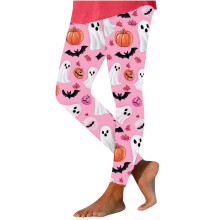 Hoge taille Halloween legging voor dames met pompoenprint, stretch sportbroek/yogabroek