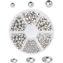 304 Stainless Steel Spacer Beads Mixed Shapes Stainless Steel Color 240pcs/box