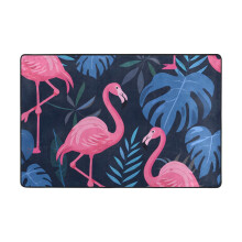 Flamingo Summer Palm Leaves Area Floor Mats Large Nursery Rugs Non-Slip Carpets Doormat 36" x 24"