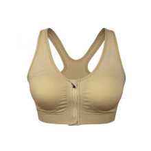 Kvinder Ren Farve Plus Size Ultratynd Stor Bh Sports-BH Front Lynlås Fuld Skål Polstrede Toppe