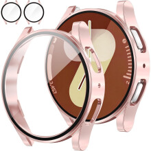Pachet de 2 huse de protecție pentru ecran compatibile cu Galaxy Watch7 2024 (44 mm) – Protecție de protecție rigidă + Sticlă securizată