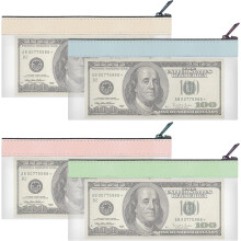 Clear Zipper Money Bags 7.2x3.9 inch 4-pack