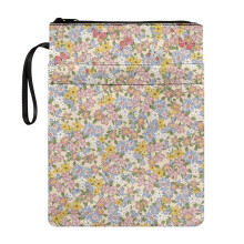 Vandtæt polyester bogomslag med lynlås, pastel blomstermønster – Letvægts til papirvarer og tilbehør