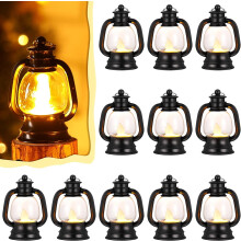 Confezione da 12 mini lanterne a LED vintage nere a forma di candela