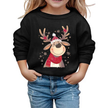 Kids Christmas pullover reindeer print round neck long