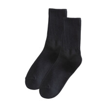Women's Mid-Calf Ribbed Cotton Socks Black 1 Pair