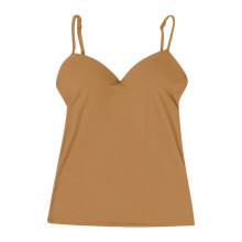 Women's Plain Bra Tank Tops with Built-in Bras, Spaghetti Strap Camisole, Fitted Style – Coffee, Size 6XL