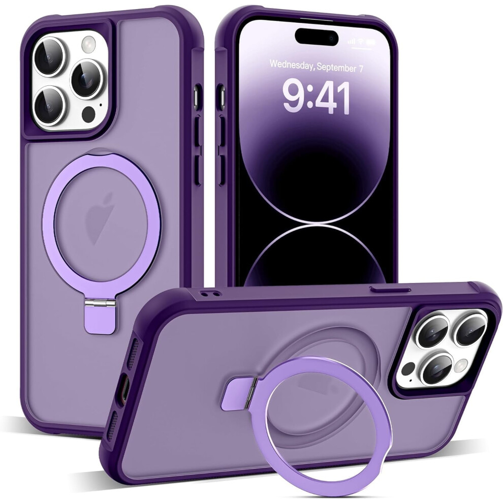 Compatible With Iphone 14 Pro Case: Military-Grade Translucent, Invisible Magnetic O-Ring Stand, Magsafe Compatible, Great Grip 9479868050785
