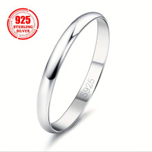 Glänzender Ring, hochwertiger 925er Sterlingsilberring, geeignet für Damen und Herren, Geschenk für Familie/Freunde/Partner, Breite 2 mm,