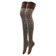 Women's Thigh-High Cotton Knitted Winter Socks, Vintage Warm Over-the-Knee Stockings, Coffee, One Size, Compatible with Boots