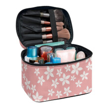 Pink Polyester Travel Makeup Organizer with Brush Holder 1pc