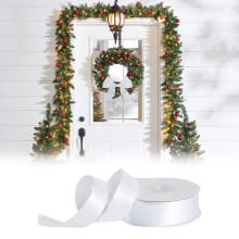 708x1" Double-Faced Satin Ribbon, Light Baby Satin, Colorful Decorative Roll for Baking, Gift Wrapping, Christmas, Sewing & Party – White