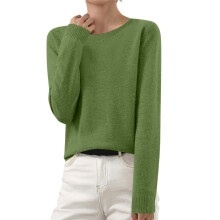 Suéter feminino leve e macio de gola redonda, tamanho petite, blusa de malha de manga comprida para outono e inverno – combina com todos os looks