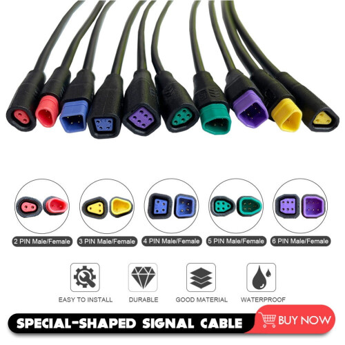 Conector con forma de bicicleta eléctrica, cable de 2/3/4/5/6 pines, conector impermeable para línea de señal
