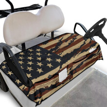 Överdrag till golfbil med amerikansk flagga – mjukt, tvättbart, 4 fickor, kompatibelt med 2-sitsiga golfbilar, 4 juli-dekor