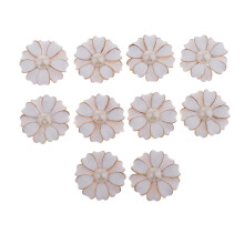 10pcs Flatback Sew on Rhinestones Buttons Bead Accessories for DIY - white andpearl pearl