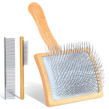 Large Dog Brush for Medium/Long Hair, Slicker Brush to Remove Loose Hair, Tangles & Knots – Compatible with Dogs & Small Animals, Includes Free Comb