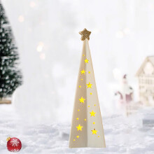 White Ceramic Tabletop Christmas Tree with Star and Dot