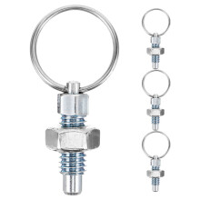 4pcs Spring Plunger Indexing Pin Spring Loaded Plunger with Pull Ring Non Lock- Out Knob Plunger Press for Cabinet Industrial Equipment and Appliance