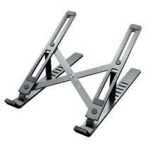 Adjustable Aluminum Laptop Stand for Desk with Ergonomic Viewing Angle and Cooling Vents Black