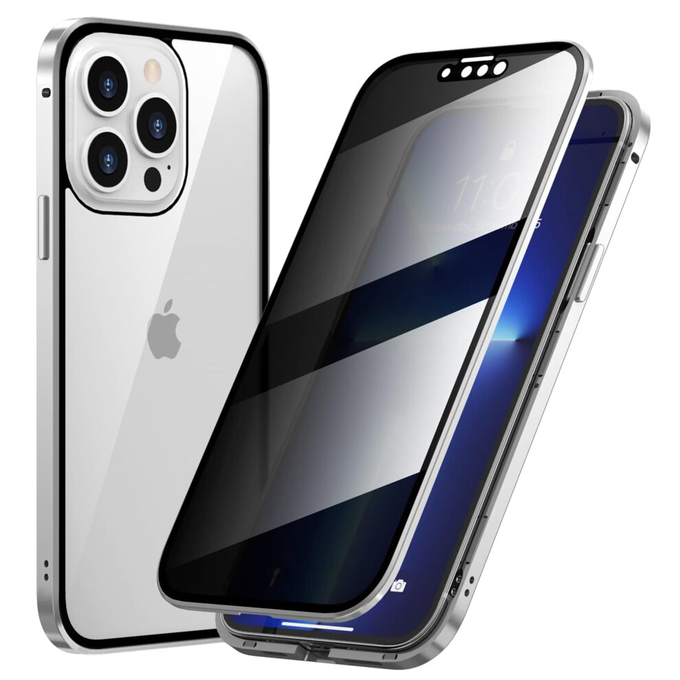 Iphone 15 Case: High-Sensitivity Privacy Screen, Shockproof Metal Frame, Anti-Peep, 360 Protection Â Silver 9028731568935