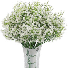 Artificial Gypsophila 12Pc White Silk Flower for Wedding, Party, Bride, Office Decor