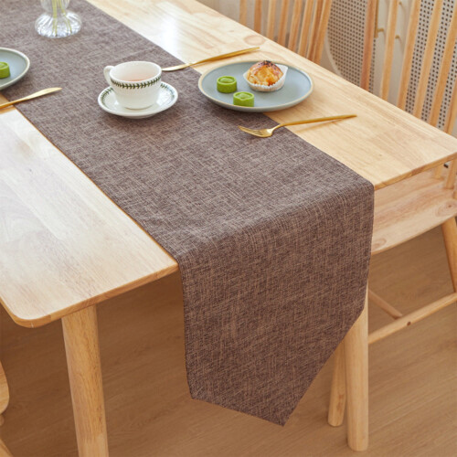 Solid Color Table Runner 30x210cm, Linen-Look Polyester Table Cover for Dining Table Decor, Wedding and Party Table Setting Accessory