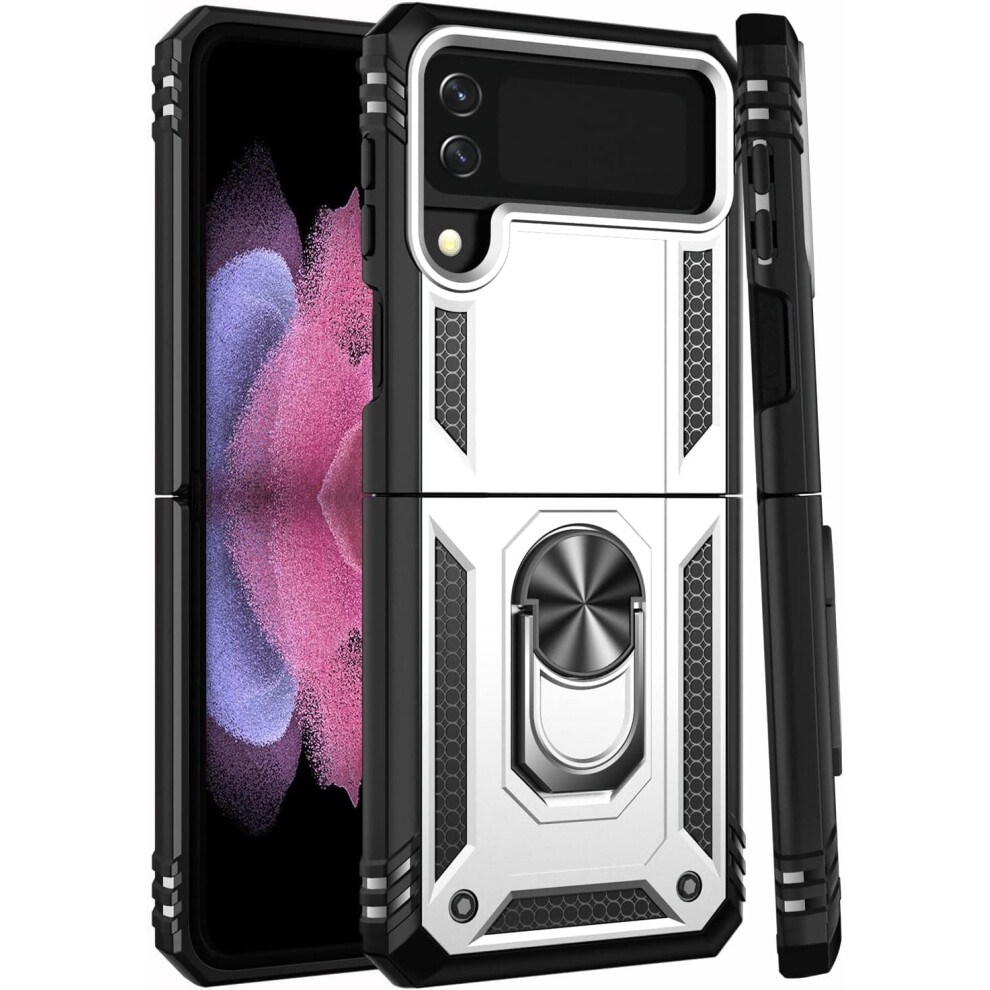 For Galaxy Z Flip 3 Case, Military Grade Shockproof Heavy Duty Protective Phone Cover Pass 16Ft Drop Test With Magnetic Kickstand Holder 9479868053243