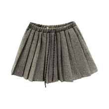 Girls Shimmering Sequin Pleated Skirt Grey