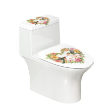 Set de capace de toaletă din material elastic reglabil, moale, se potrivește tuturor formelor de toaletă, cu model floral de colibri, durabile