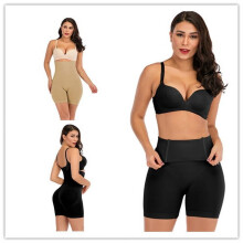Corrigerende slip met hoge taille, buikcontrole shorts voor dames, afslankend voor de dijen onder jurken, koel en comfortabel, zwart/abrikoos