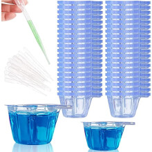Kit com 100 copos descartáveis de plástico de 40ml e 25 conta-gotas de 3ml para moldes de resina epóxi, ideal para fabricação de joias em resina