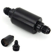 Universal -6AN Inline Fuel Filter High Flow 100 Micron Cleanable AN6 6AN Black