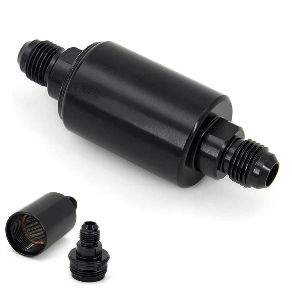 Universal -6An Inline Fuel Filter High Flow 100 Micron Cleanable An6 6An Black 9365509118825