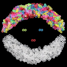 Clips de goma en forma de S, clips para pulseras de telar, conectores de plástico, recambios para pulseras de telar (1200 unidades, transparentes y