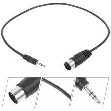 Cabo adaptador de áudio de 3,5 mm com revestimento em metal e borracha para uma conexão de som nítida.