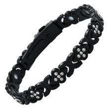 DAMAI Magnetisch armbandje van puur koper met klavertje vier, 3800 Gauss, kubieke zirkonia, verstelbaar, past bij de trend van helende sieraden.