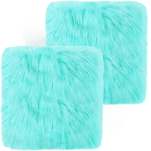 2 Pcs 12"x12" Soft Fluffy Locker Rugs with Non-Skid Backing, Blue – School Locker Decor for Girls, Aesthetic Nail Photo Backdrop & Back-to-School