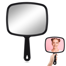 Hand Mirror, Salon Barber Hairdressing Handheld Mirror with Handle,Personal Makeup Face Mirrors for Hair Stylist,Square Black (12.4" Lx 9" W)
